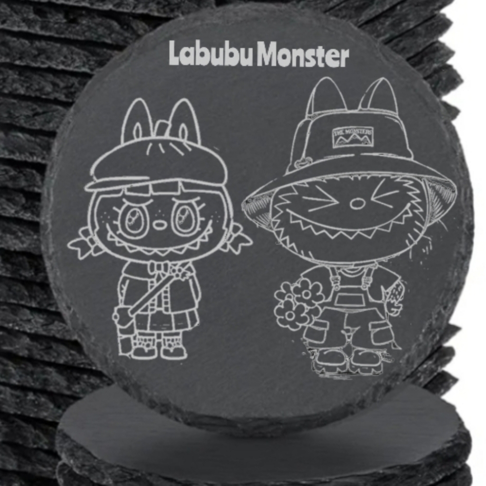 Labubu Monster Slate Coasters Set